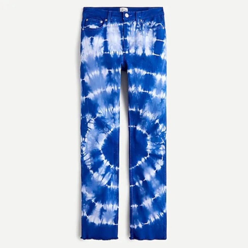 J. Crew Denim Tie Dye NWT 10” High Rise Straight Leg Raw Hem Jeans Size 30